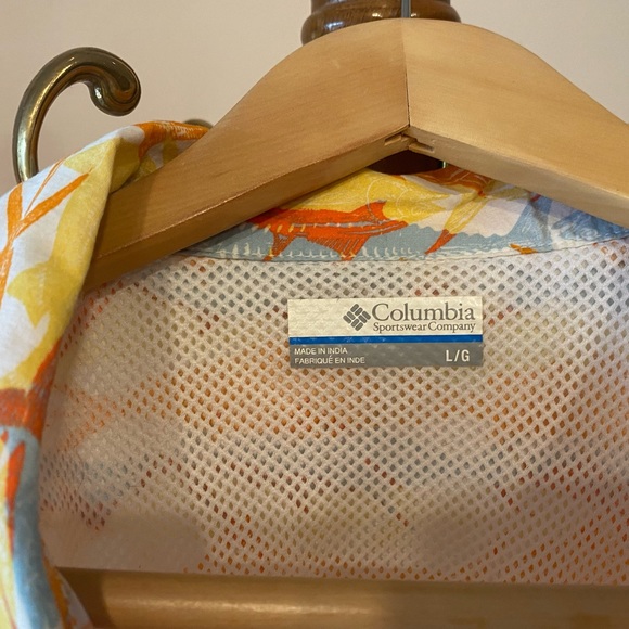 MEN’s LARGE COLUMBIA HAWAIIAN ALOHA PFG BUTTON DOWN SHIRT; SPORTFISHING PRINT; - Picture 7 of 7